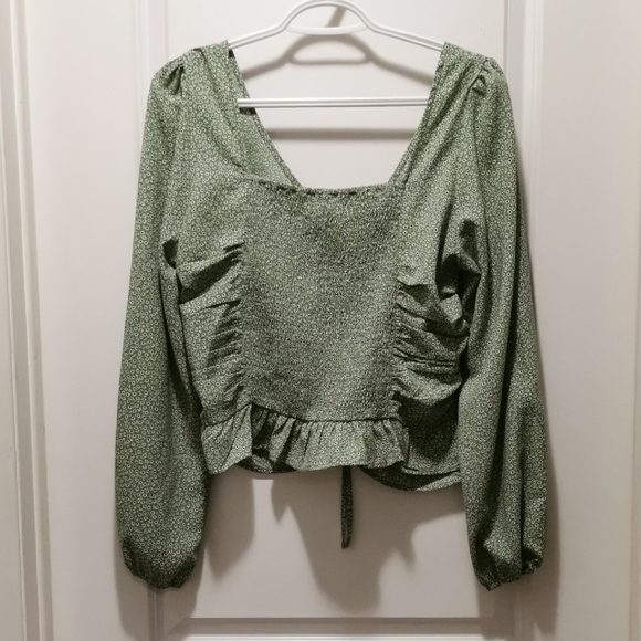 H&M Green Ruched Blouse - Picture 4 of 8